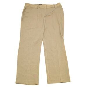 Tahari Women's Slim Fit Straight Ankle Pants High Waist Pockets Beige Size 18W